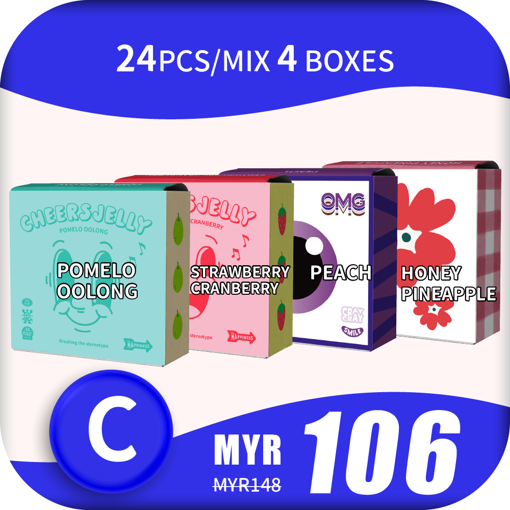 CheersJelly Low-Calorie Konjac Jelly 【HAPPY Merdeka Day C】24pcs/Mix 4 boxes