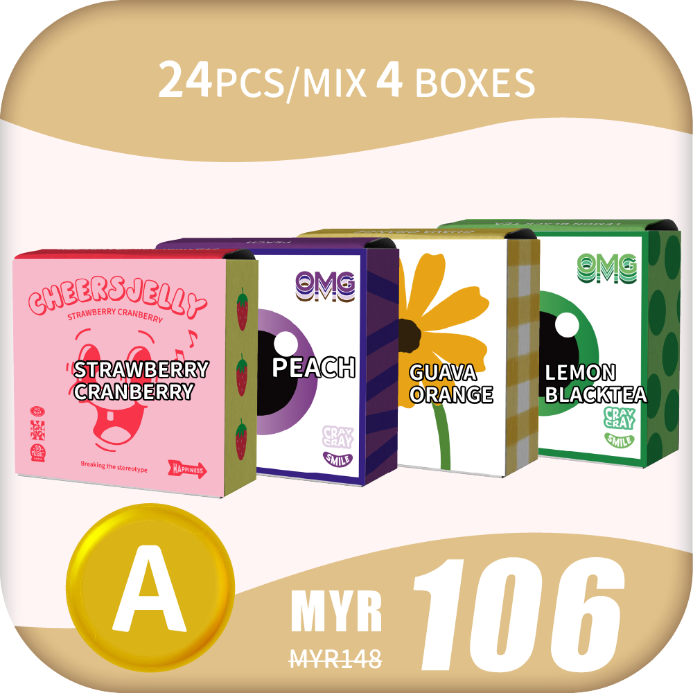 CheersJelly Low-Calorie Konjac Jelly 【Mid-Year Sales A】24pcs/Mix 4 boxes