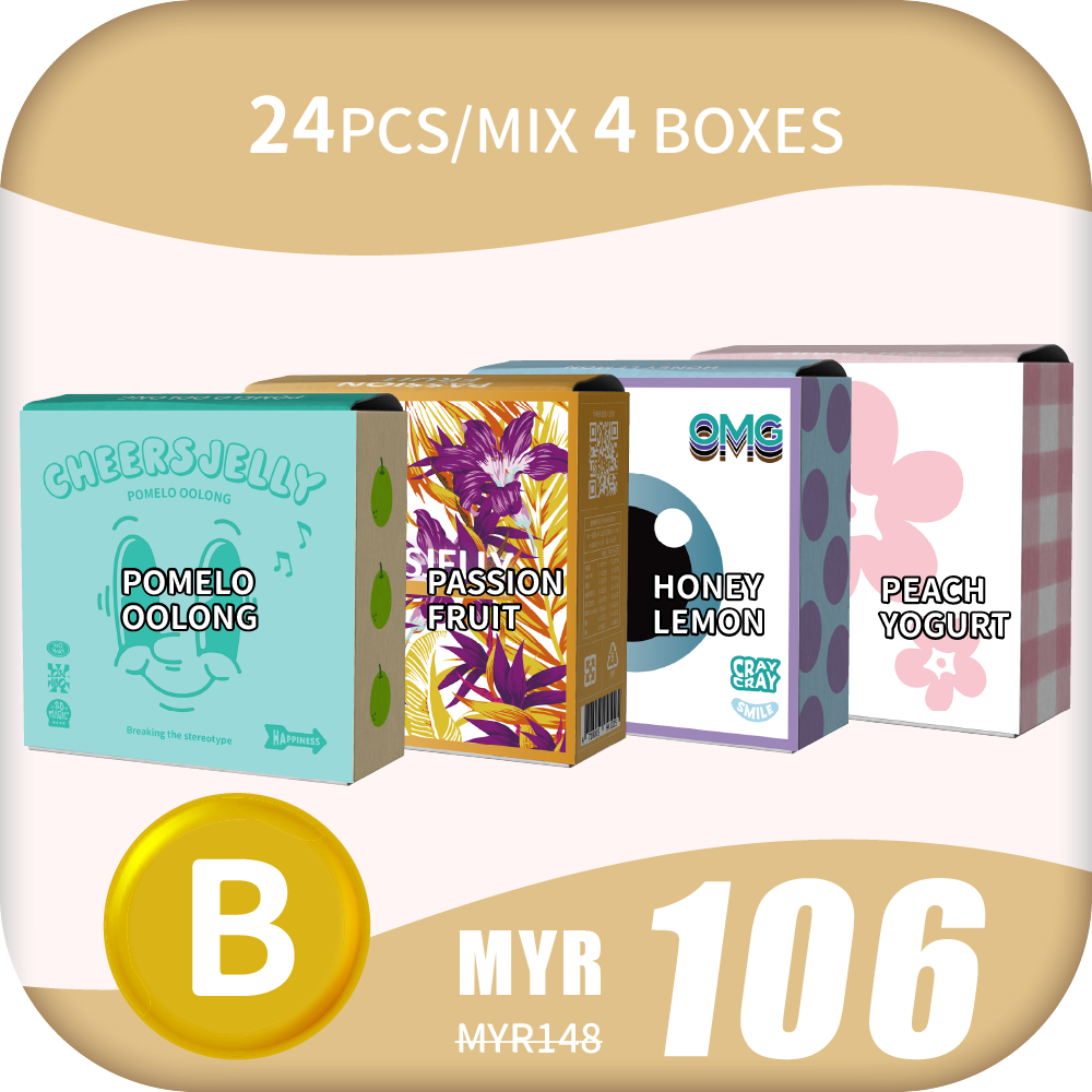 CheersJelly Low-Calorie Konjac Jelly 【Mid-Year Sales B】24pcs/Mix 4 boxes