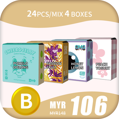 CheersJelly Low-Calorie Konjac Jelly 【Mid-Year Sales B】24pcs/Mix 4 boxes