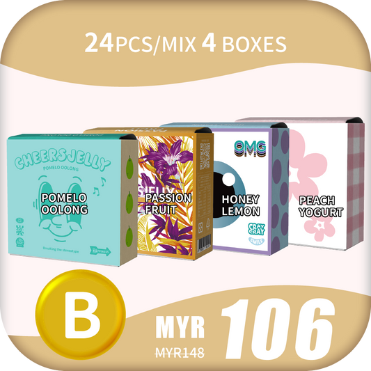 CheersJelly Low-Calorie Konjac Jelly 【Mid-Year Sales B】24pcs/Mix 4 boxes
