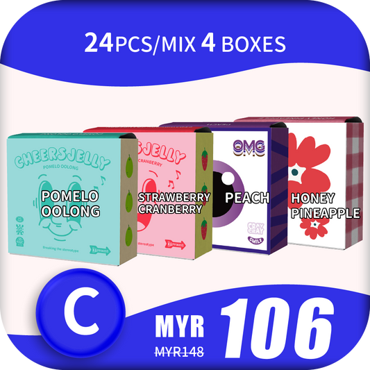 CheersJelly Low-Calorie Konjac Jelly 【HAPPY Merdeka Day C】24pcs/Mix 4 boxes