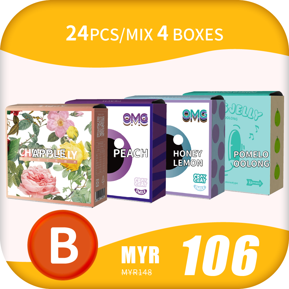 CheersJelly Low-Calorie Konjac Jelly 【Refresh Party B】24pcs/Mix 4 boxes