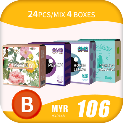 CheersJelly Low-Calorie Konjac Jelly 【Refresh Party B】24pcs/Mix 4 boxes