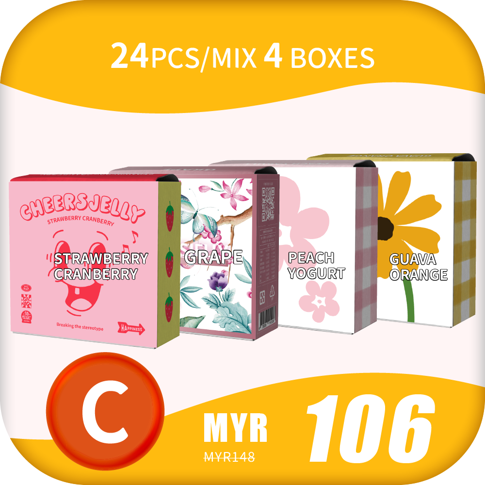 CheersJelly Low-Calorie Konjac Jelly 【Refresh Party C】24pcs/Mix 4 boxes